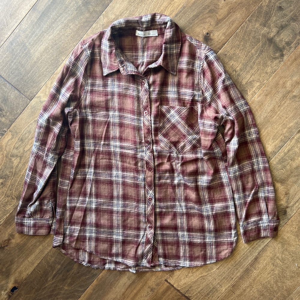Women’s Brown & Burgundy Plaid Flannel